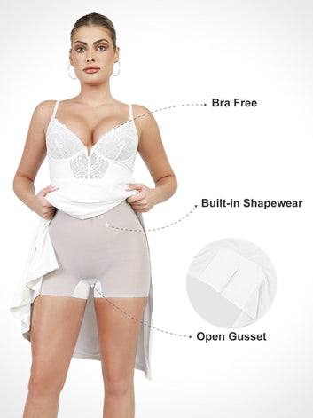 The Shapewear Dress Lace Slip Split Maxi