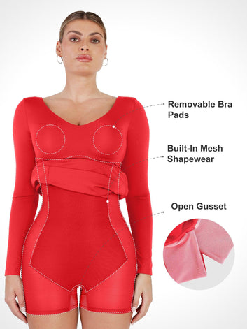 The Shapewear Dress Long Sleeve V-Neck Split Maxi